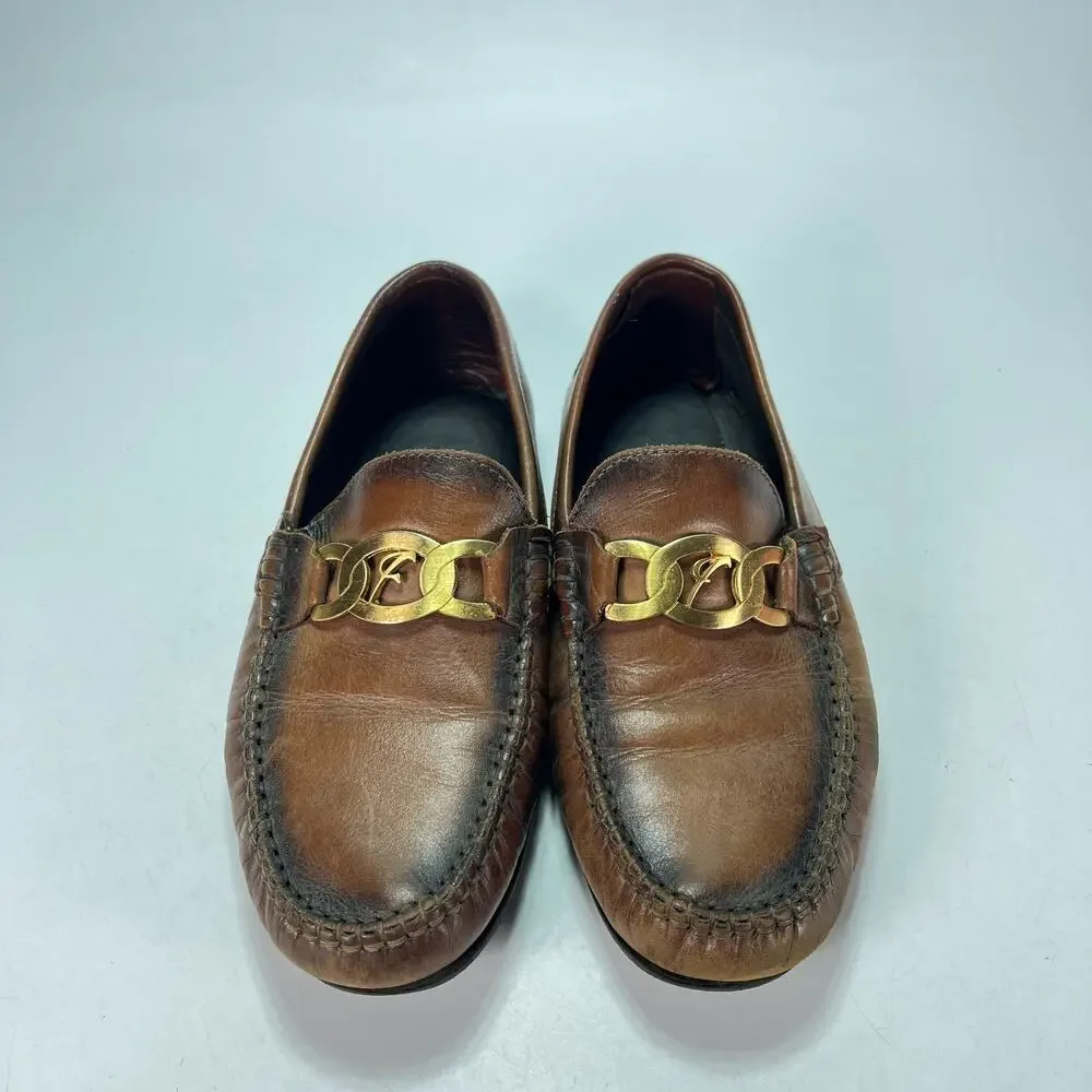 Mocassini Artigianali Brown Leather Driving Loafers Shoes Men's Sz US 10.5 EU 43